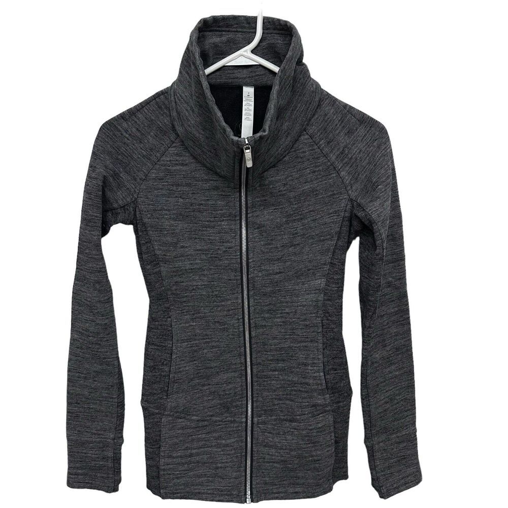 Lululemon Jacket Women Size 2 Gray Heather Radiant Full Zip Mock Neck EUC